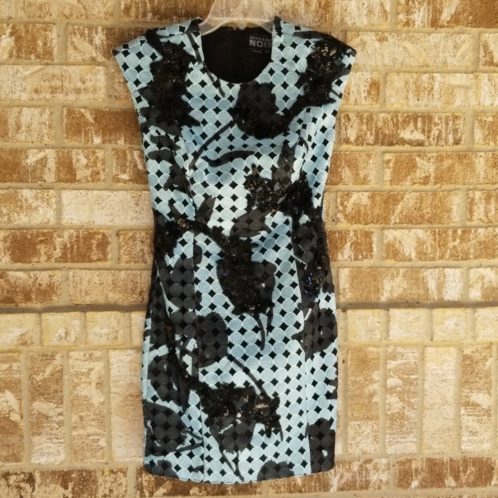 Sachin & Babi Noir Sky Blue Black Dress Size 0